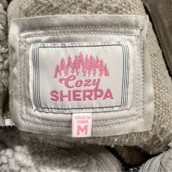 Cozy Sherpa 1/4 Zipped Fleece Cream Womens Size Medium - Picture 7 of 7